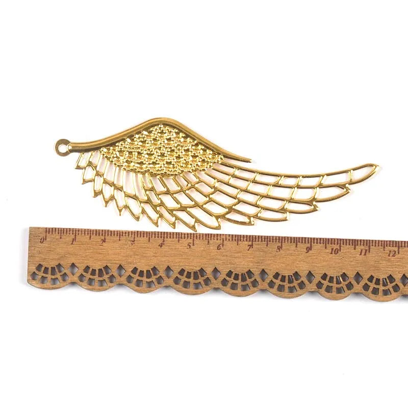10Pcs Angel Wings Filigree Wraps Connectors For Making DIY Jewelry Accessories Findings Metal Crafts Scrapbook Home Decor yk0907 Qme 20x70mm-Gold-4