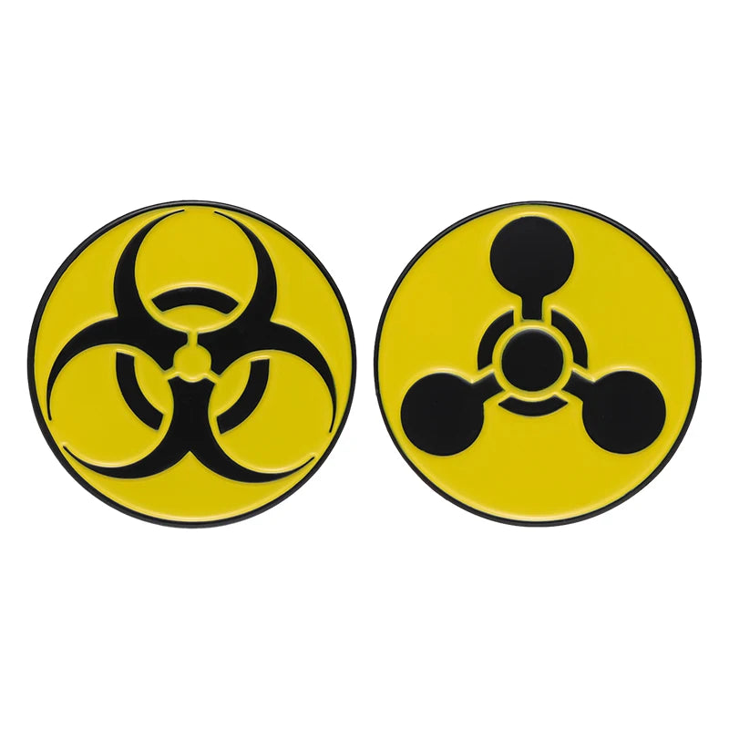 Radioactive Sign Brooch Radiation Symbol Nuclear Enamel Pin Attention! Backpack Metal Badges Lapel for Jewelry Wholesale Qme set