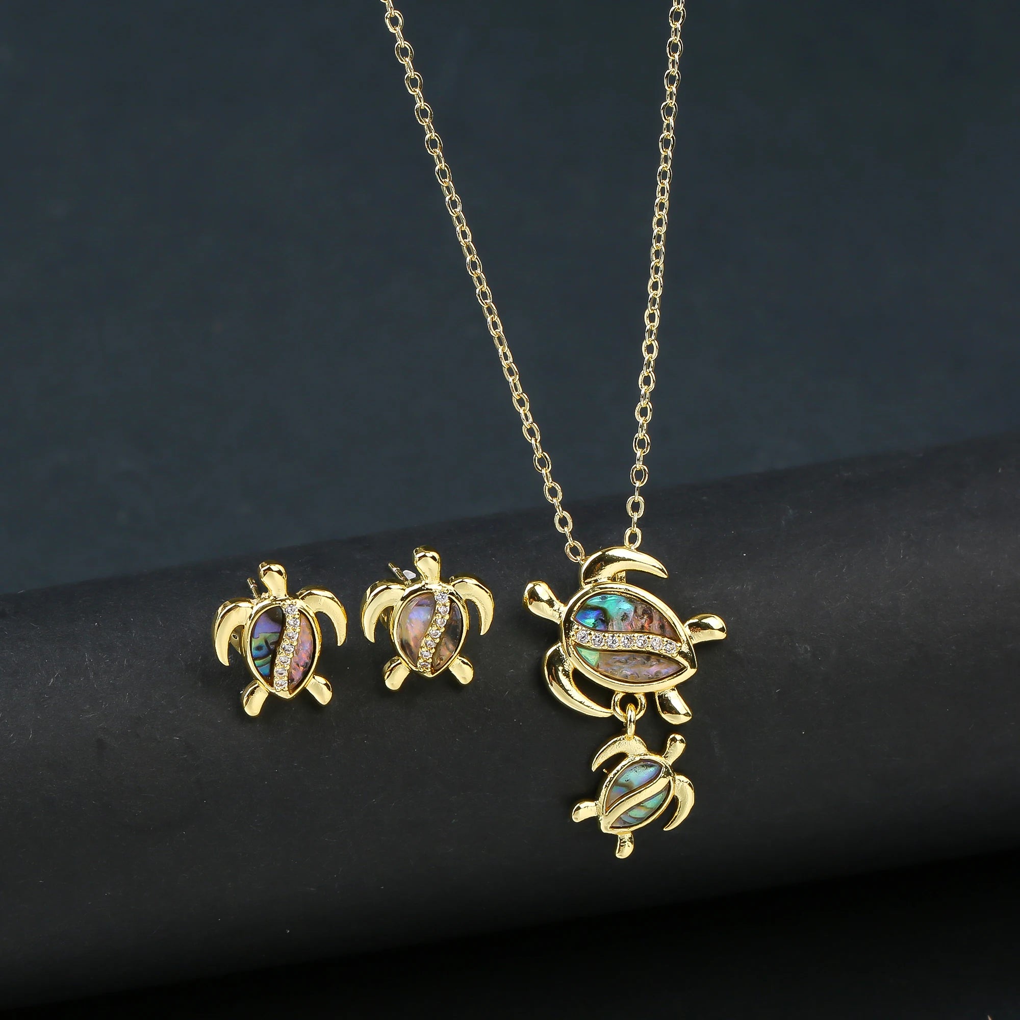 Hot Sale Luxury Cute Sea Turtle Jewelry Set Earrings Necklace Fashion for Women Animal Crystal Collection Jewelry Wedding Gifts Qme Jewelry Set 2