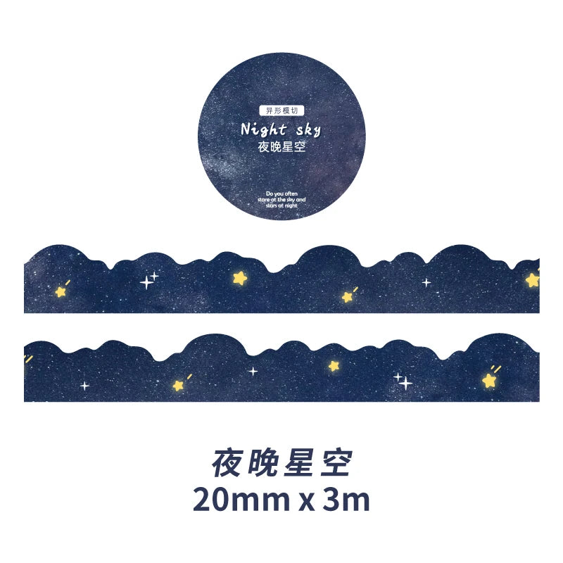 Cute Flower Cloud Starry Sky Decorative Adhesive Tape Sea Wave Masking Washi Tape Diy Scrapbooking Sticker School Supplies Qme G