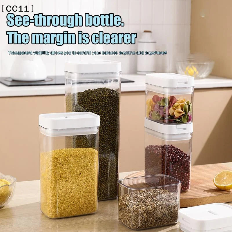 Plastic Sealed Jar Transparent Leakproof Moistureproof Kitchen Qme