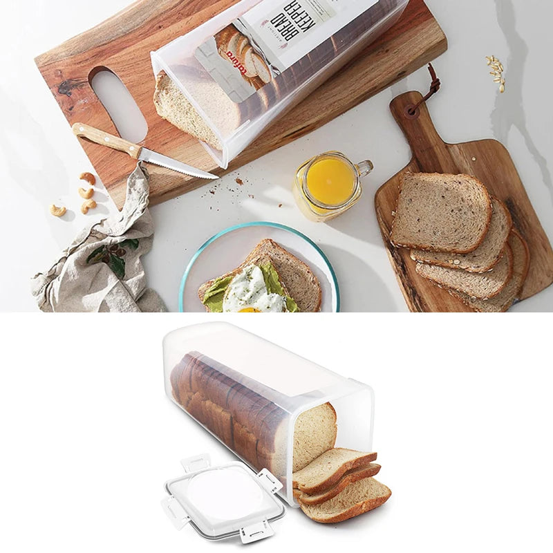Homemade Bread Tall Saver Kitchen Loaf Container Clear Airtight Box Qme