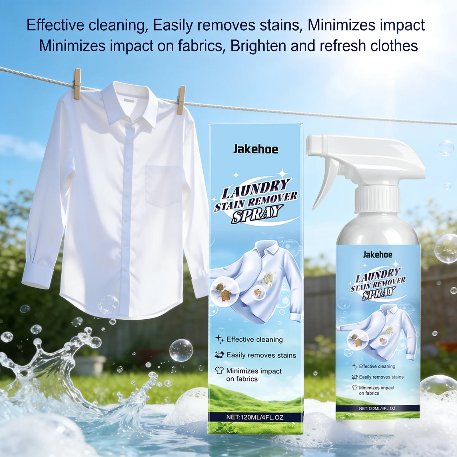 Clothes Cleaning Spray Quickly Decompose Stubborn Stains Remove Odor Prevent Yellowing Restore Luster Laundry Fabric Maintenance Qme