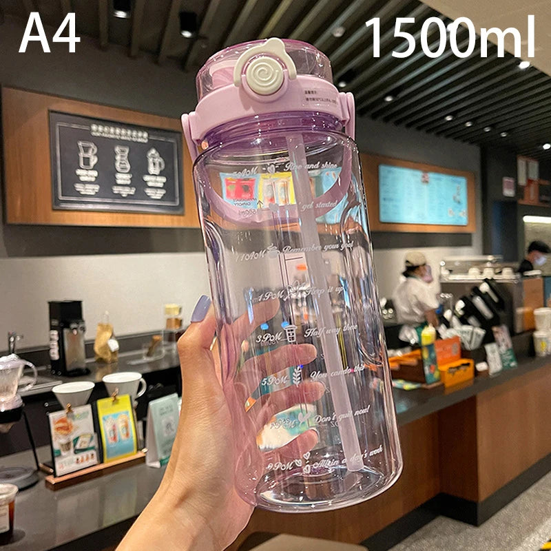1 5 2Liter Sport Straw Water Bottle Time Scale Plastic Summer Cold Qme A4
