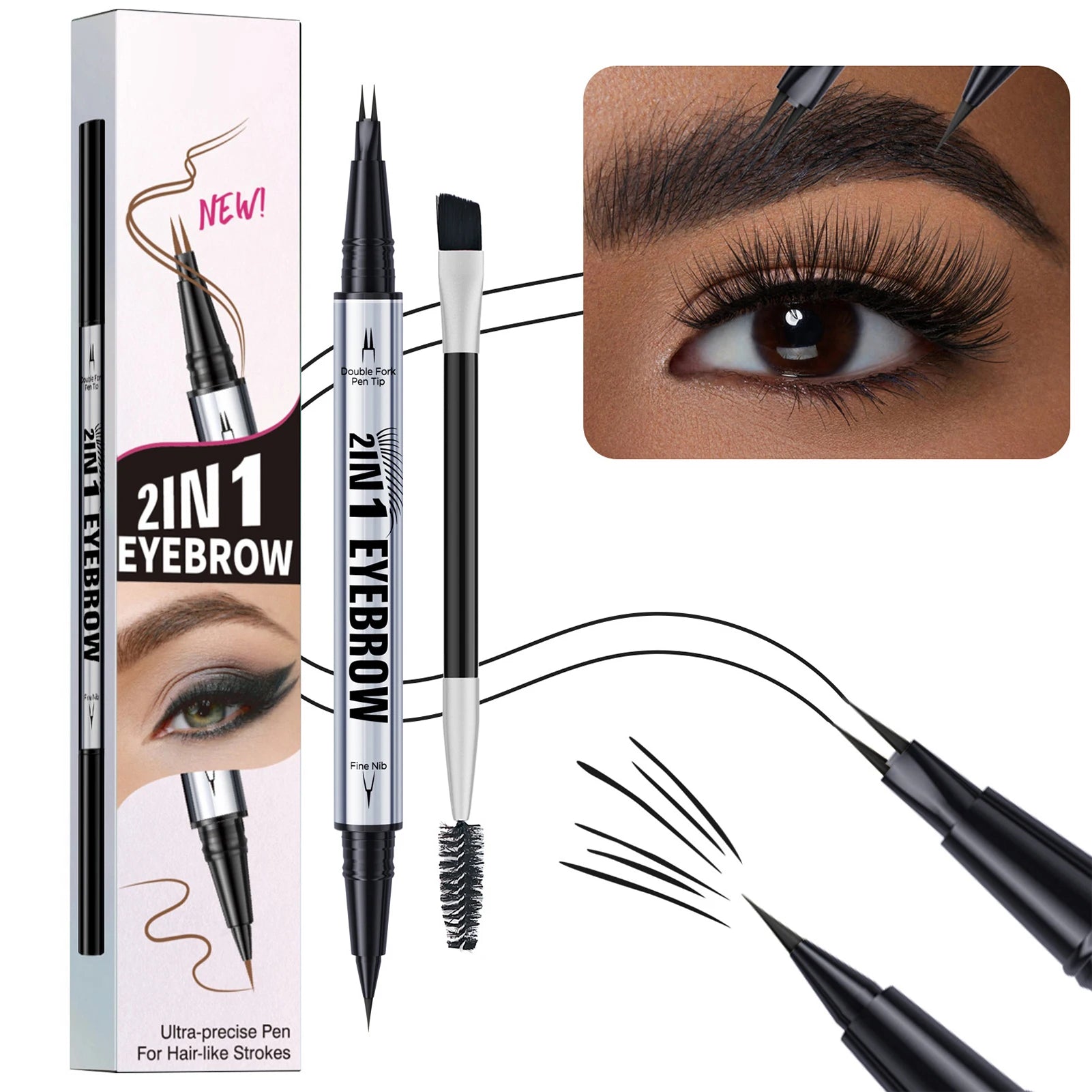Microblading Eyebrow Pen 1 Waterproof Pencil Brush Professional Qme