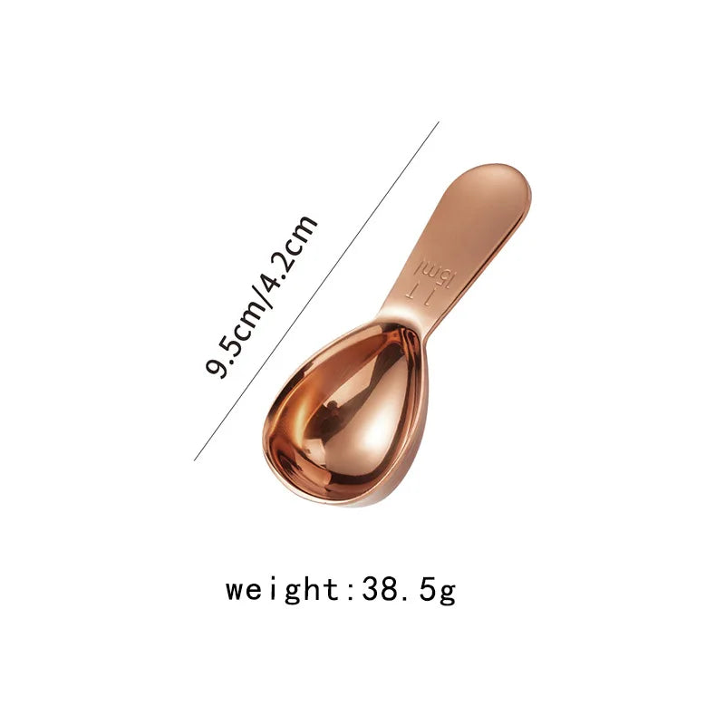 Short Handle Stainless Steel Measuring Spoon Coffee Milk Powder Tea Qme rose gold M