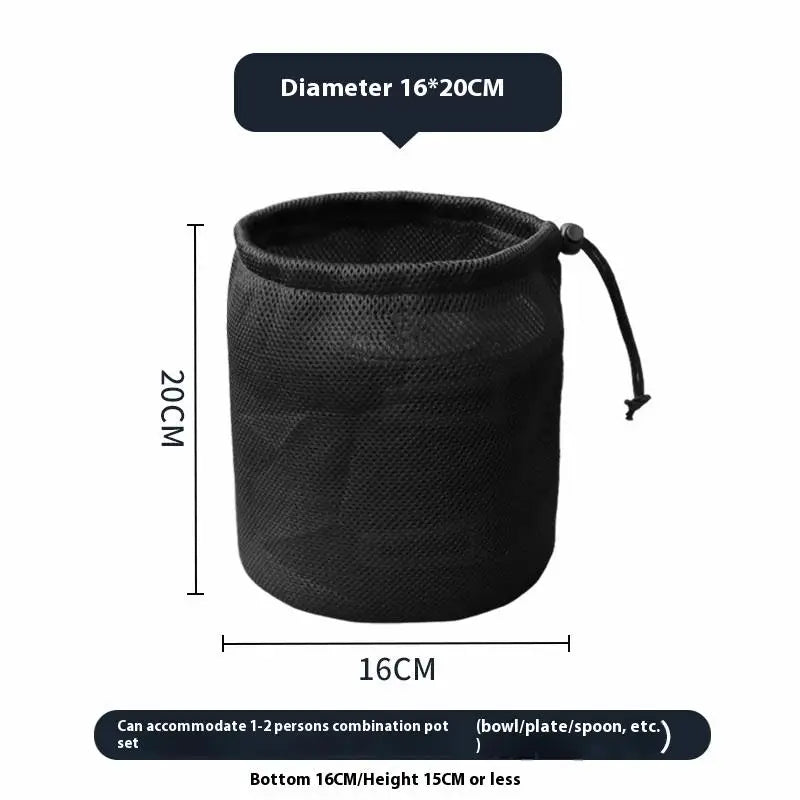 Outdoor Camping Storage Protective Bags Portable Picnic Cookware Mesh Qme 2 Black