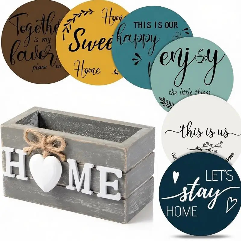Natural Wooden Coasters For Drinks Set Of 6 Thick Absorbent Cup Pads With Storage Box For Coffee Wooden Table Protection Qme A5