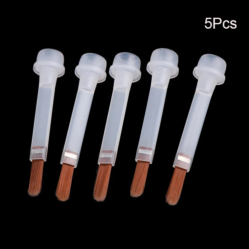 5 10 Disposable Nail Polish Brushes Brown Bristles Applicator Bottles Qme 5Pcs