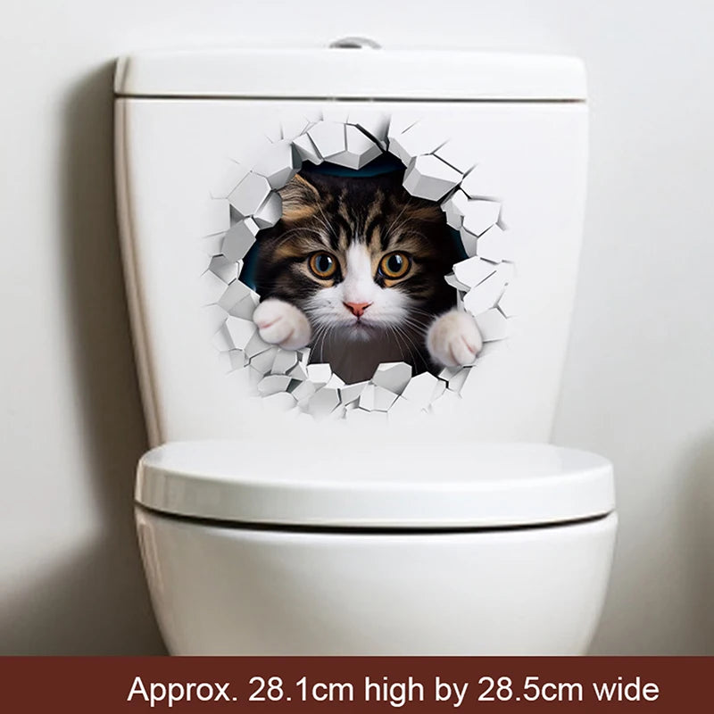Animal Decals Decor Bathroom Washroom Funny 3D Kitten Toilet Seat Qme 06