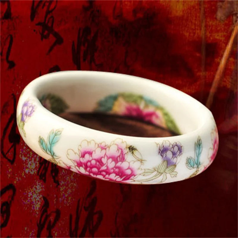 Chinese Antique Blue and White Porcelain Bangle Classic Ethnic Jingdezhen Ceramic Crafts Collection Jewelry Gifts Collection Qme
