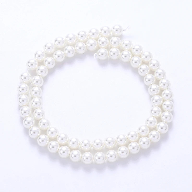 6mm Round Glass Pearl Beads Glass Round Tiny Craft Loose Spacer Beads for DIY Craft Necklaces Bracelets Jewelry Making Qme Color 16 6mm-70pcs