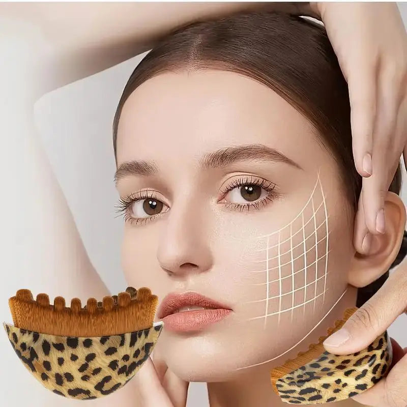Portable Leopard Print Chin Lymphatic Drainage Massager Face Contour Qme