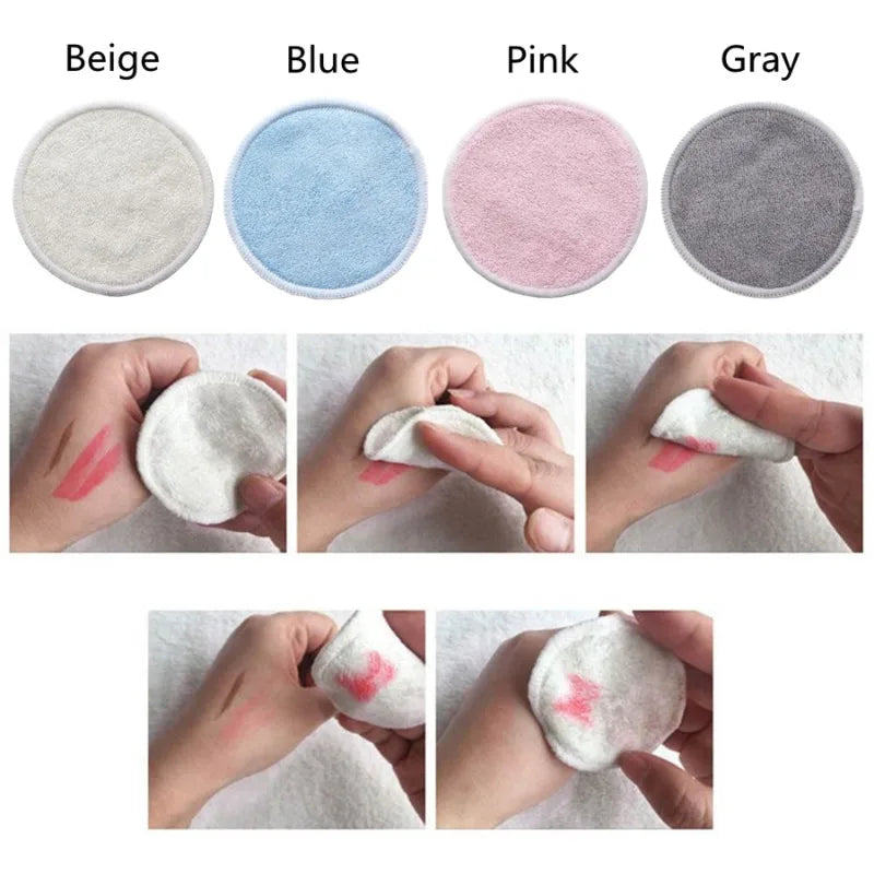 Reusable Bamboo Makeup Remover Pads Washable Rounds Cleansing Facial Qme