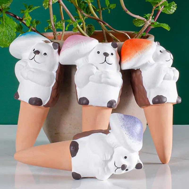 Terracotta Spikes For Watering Plants Hedgehog Hold Mushroom Self-Watering Stakes Terracotta Water Globe Automatic Garden Qme