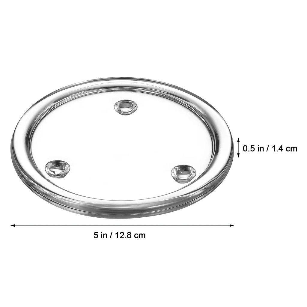 3Pcs Round Glass Holder Tray Elegant Scented Plate for Dinner Party Wedding Banquet Home Decoration Qme