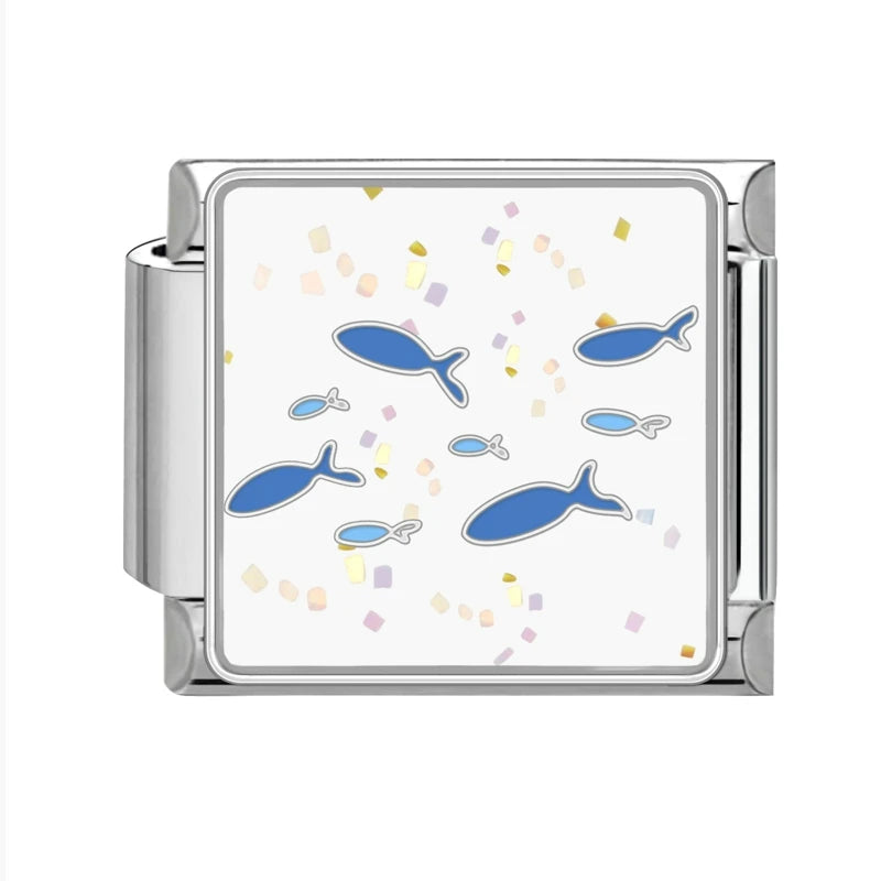 Original Colored Glaze Star Sun Starfish Ocean Italian Charm Stainless Steel Link Fit 9mm Modular Bracelet DIY Jewelry Wholesale Qme Style 19