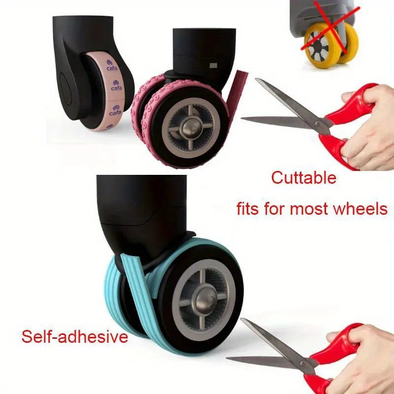 Silicone Luggage Wheel Cover, Suitcase Wheel Cover, Can Cut Silicone Luggage Wheel Protector, Quiet Noise Reduction Impact Qme
