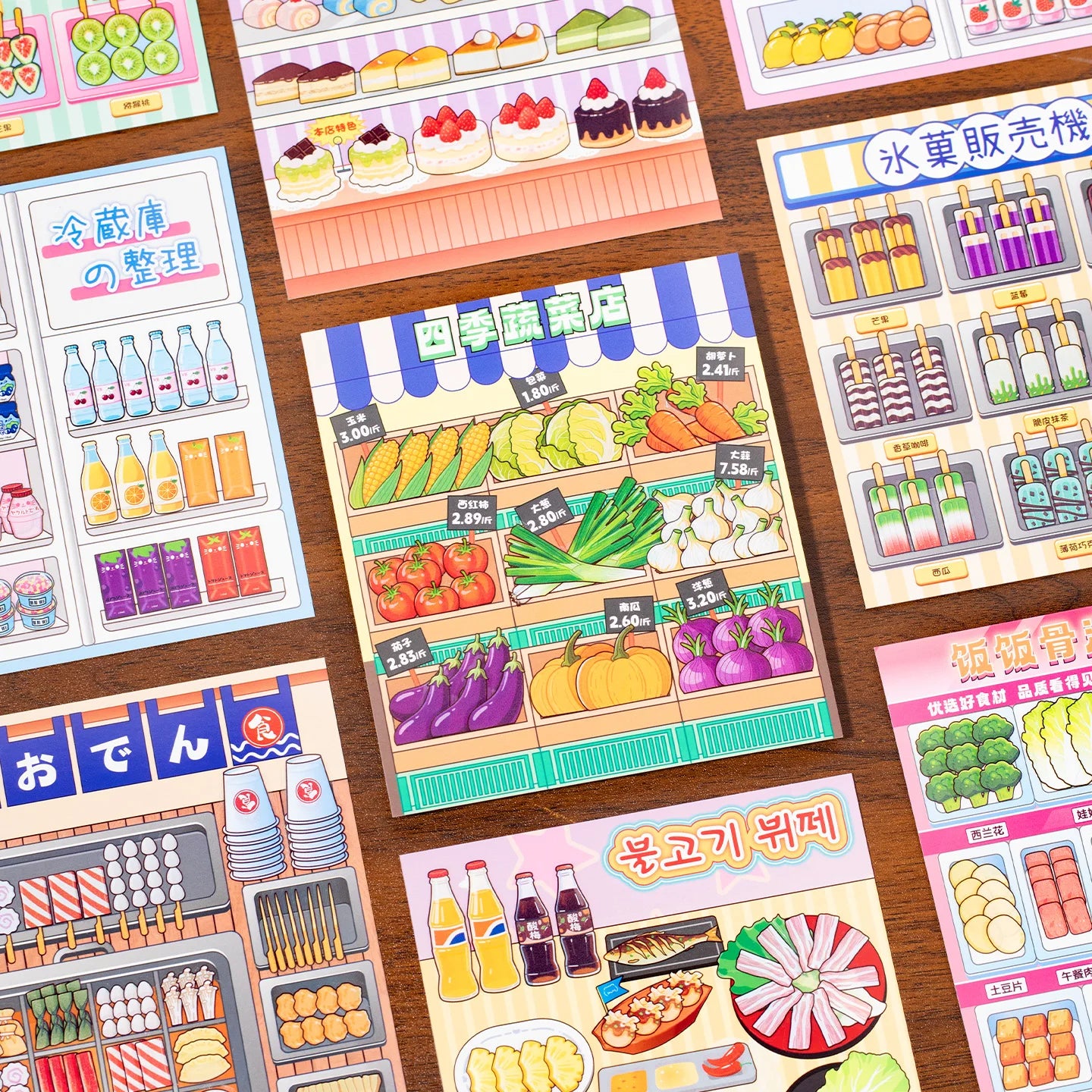 Japanese Stationery Stickers book 24/48 pcs Retro Cartoon Decorative Sticker handmade Scrapbooking Accessories Journal Supplies Qme