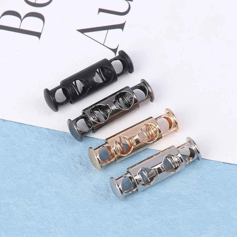 10Pcs Metal Double Hole Head Spring Buckle Cord Lock Elastic Adjustment Buckles Tightening Fasteners Locks Sewing Tools Qme
