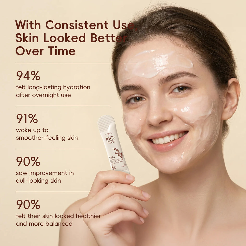 Rice Raw Pulp Whitening Sleep Mask Dark Spots Remover Fade Melanin Reduce Fine Lines Brighten Essence Korean Beauty Skin Care Qme