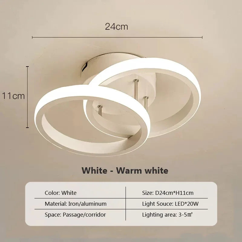 Modern LED Aisle Ceiling Light Chandelier For Corridor Stairs Foyer Balcony Bedroom Bathroom Indoor Lighting Fixtures Luster Qme White-Round LED 3 Color
