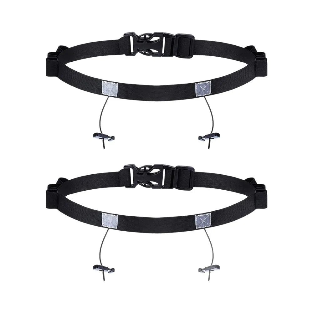3PCS Marathon Running Belt Energy Storage Race Number Holder Multifunctional Adjustable KOMBU Buckle Strap for Sports Qme Black