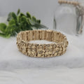 Heavy-duty Embossed Gravel-textured Wide Men's Bracelet, Light Luxury Business Golden-speckled Metallic Strap-style Bangle Qme small