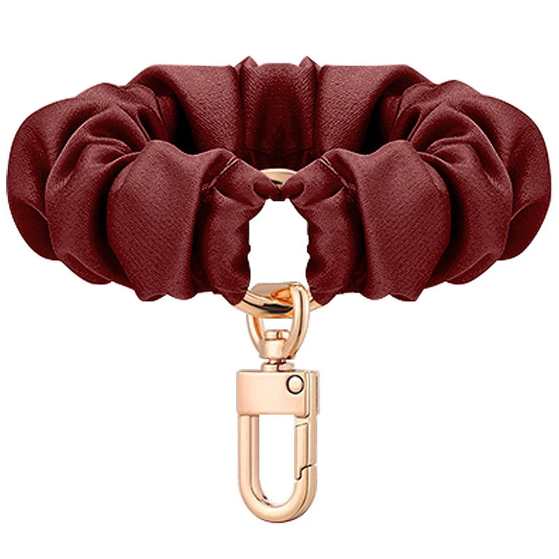Adjustable Wristband Leather Scrunchie Keychain Sleek Keyring Qme A5