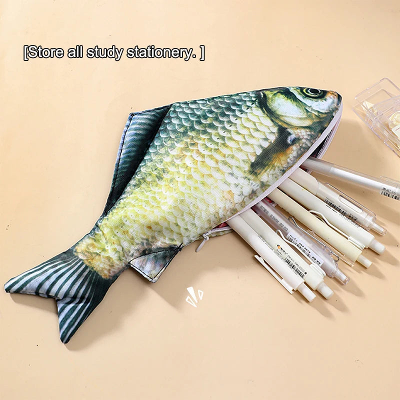 Creative Simulated Salted Fish Pencil Case Large Capacity Pencils Qme