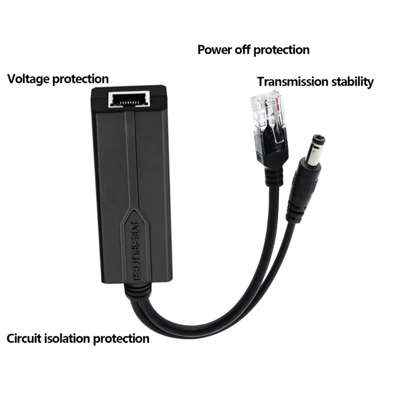 2PCS Poe Splitter 48V to 12V Network Camera Intelligent Power Supply Module Cable for IP Cameras Qme