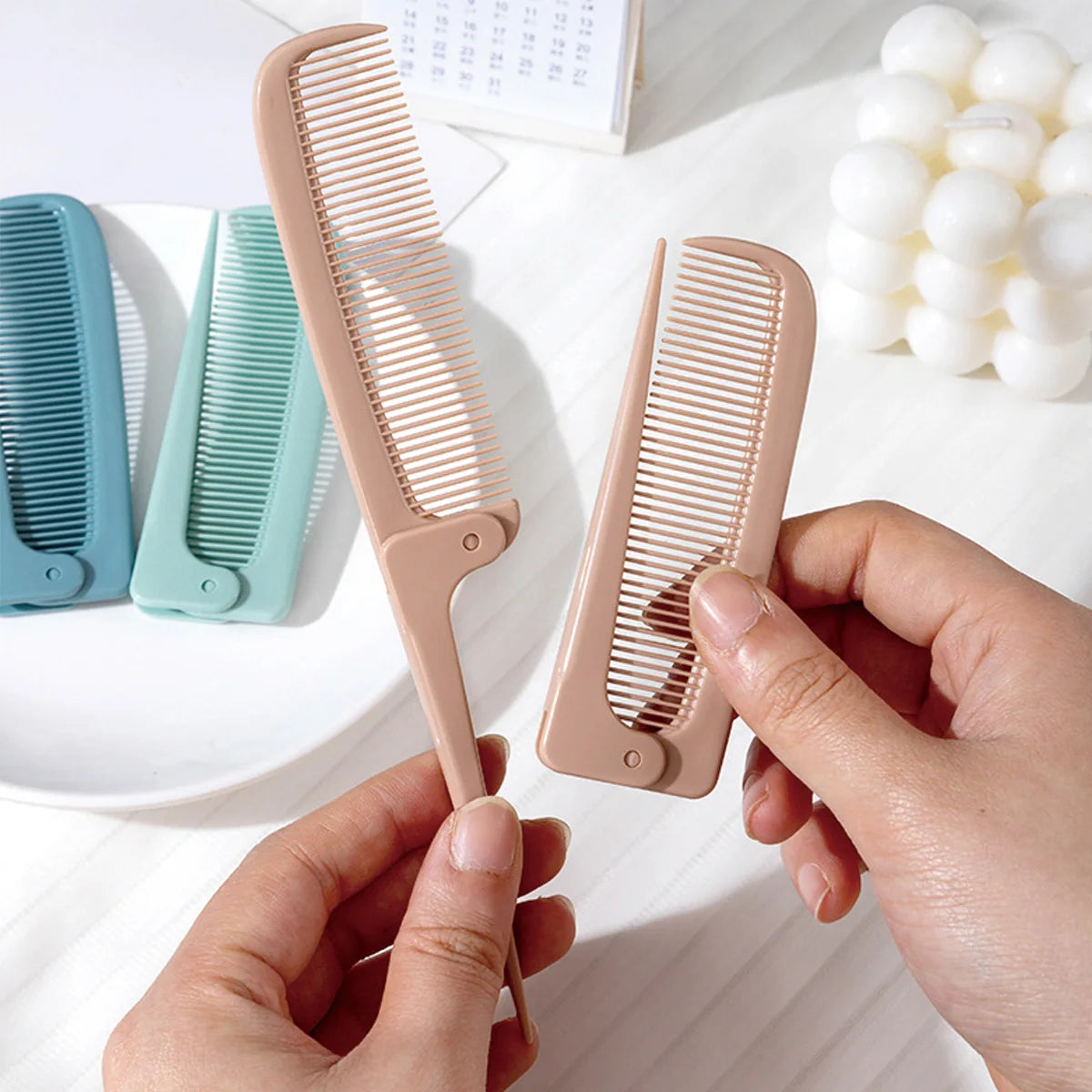 Travel-sized Folding Comb Pocket Hair Styling Pointed End Easy Carry Qme