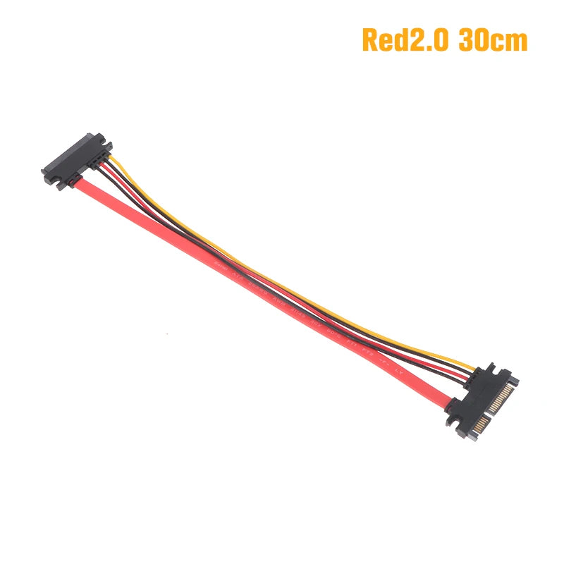 Sata 22 Pin Male Female Extension Cable 7+15 Data Power Combo Hard Qme 30cm Red