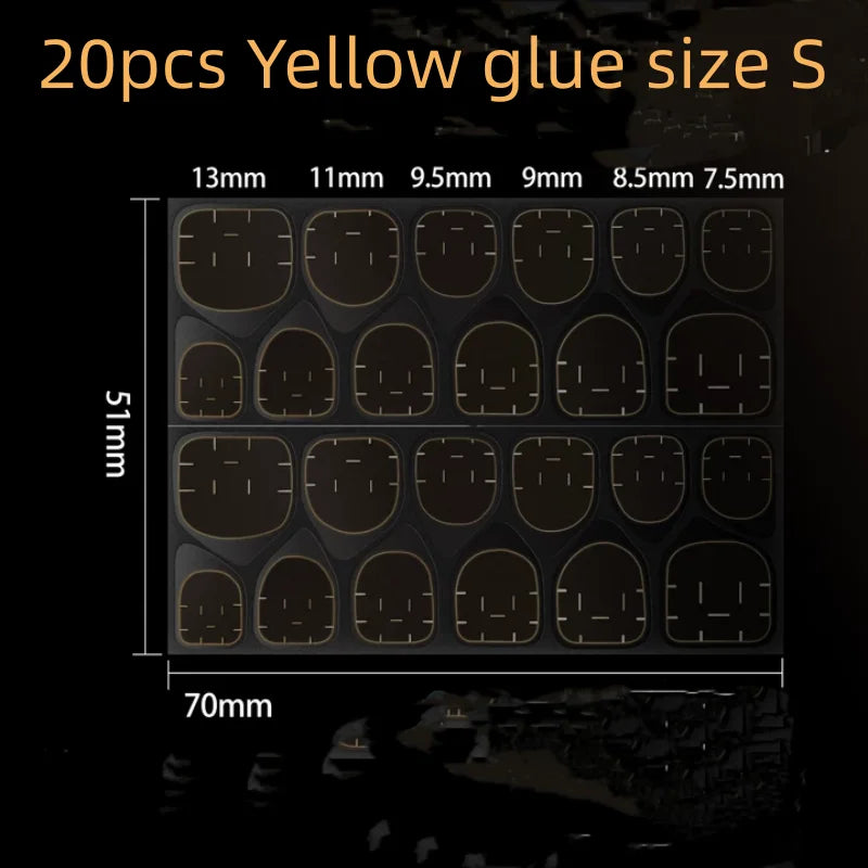Nail Jelly Glue Double Sided False Nail Art Adhesive Tape Glue Sticker Nails Fake Press on Nails Coffin Qme 20pcs yellow S