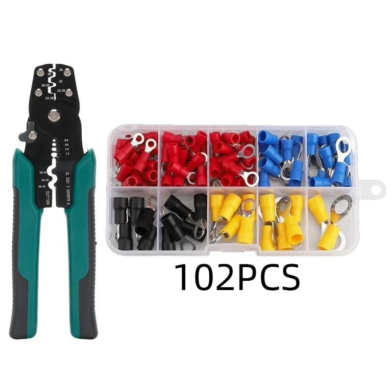 102/280pcs Insulated Terminal Block Set With Crimping Pliers Is Ideal For Home Electrical Repairs And Industrial Wiring Work Qme Black D