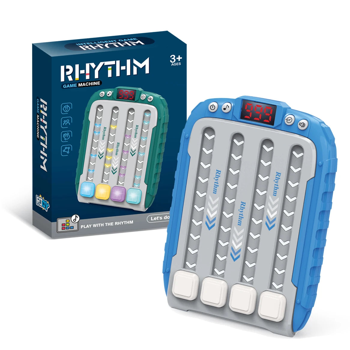 Fidgets Toys Quick Push Pop Game Puzzle Rhythm Master Music Dance Game Machine Sound Child Decompress Board Party Game Toys Kids Qme Blue