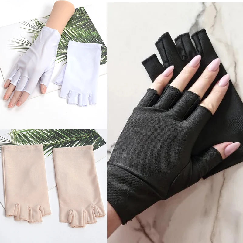 1 Pair Black Summer Half Fingers Gloves Breathable Thin Semi-finger Qme