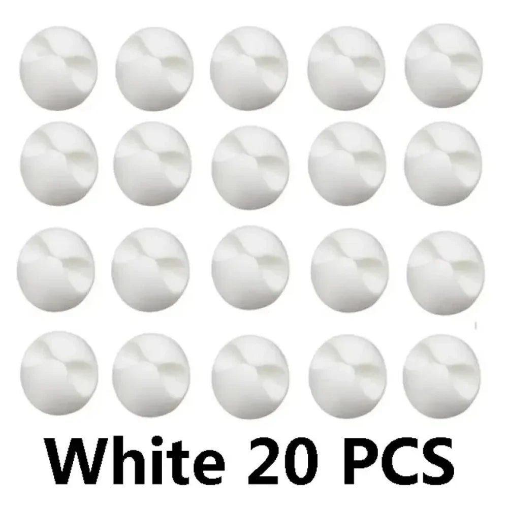 20pcs Data Cable Holders Charger Line Clip Easy to Install For Computer Tablet Cellphone Wire Organization Household Accessories Qme White 20pcs