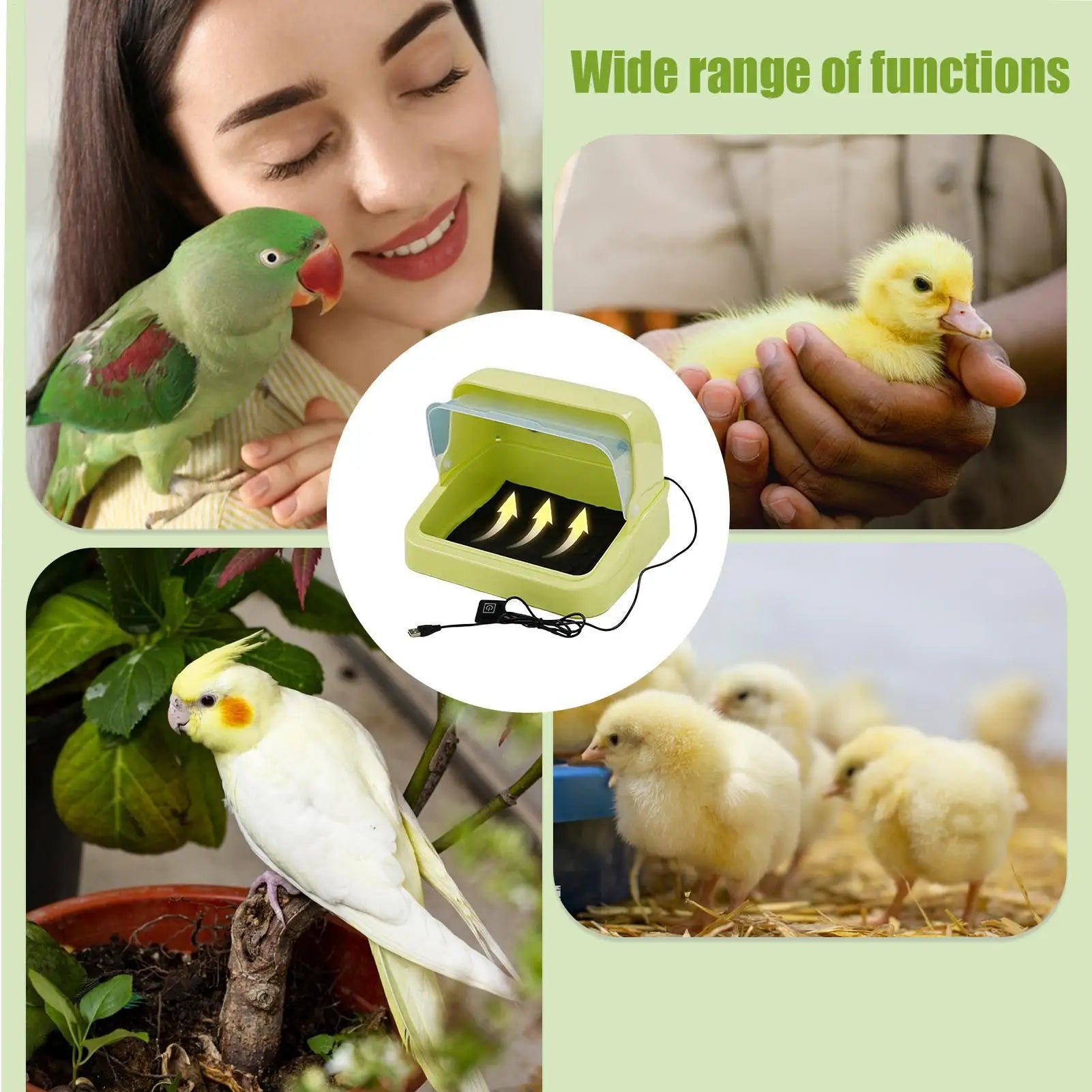 Chick Brooder Poultry Breeding Cage Built-in Heating Pad Heater Box Qme