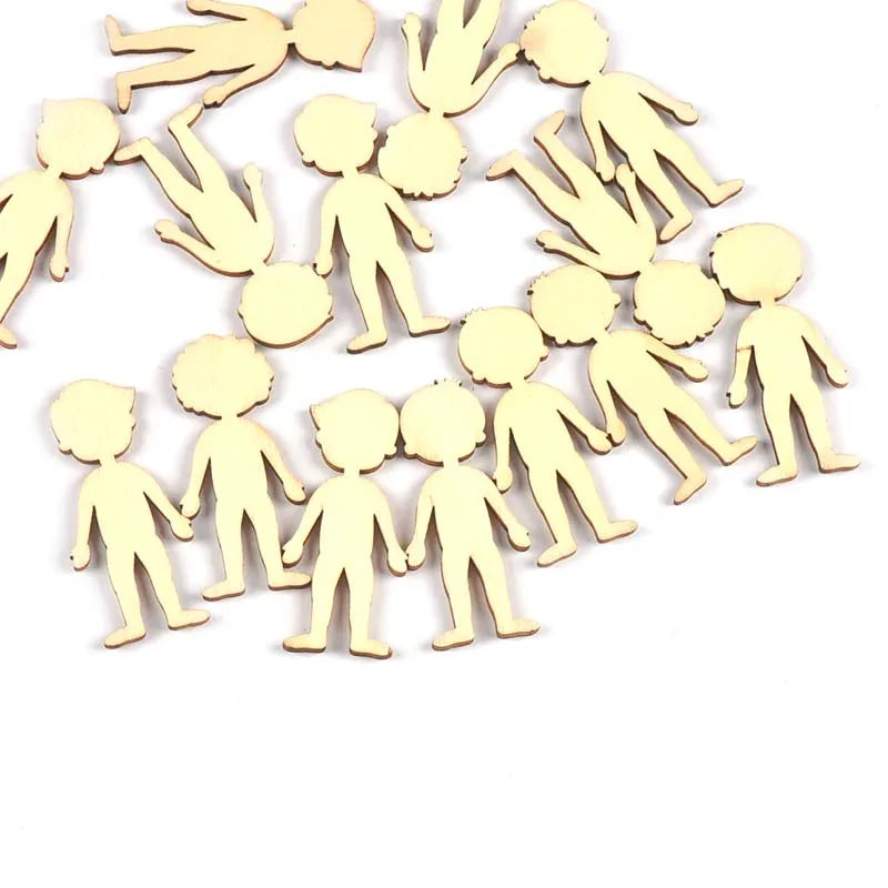 20Pcs 22x49mm Boy/Girl Wooden Crafts Decoracion DIY Scrapbooking Crafts Supplies Home Party Decor Handmade Ornaments Arts c3417 Qme