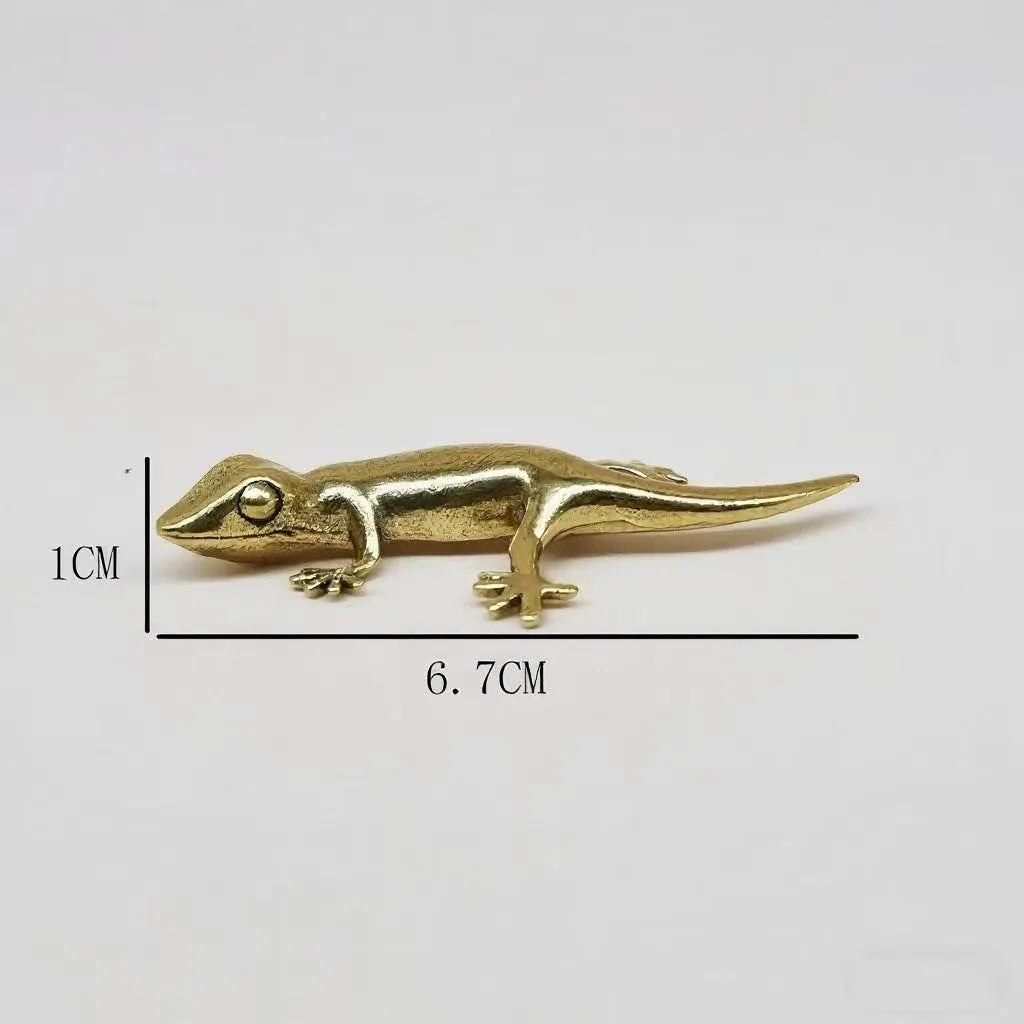 Vintage Brass Gecko Statue Home Desktop Decoration Animal Ornaments Qme A