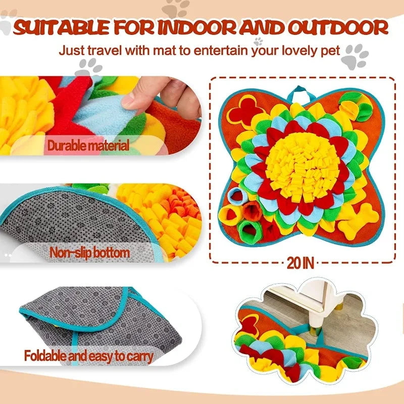 Pet Dog Mat Snack Smell Mat, Suitable for Small and Medium sized Dogs Portable Interactive Nose Smell Training Mat Qme