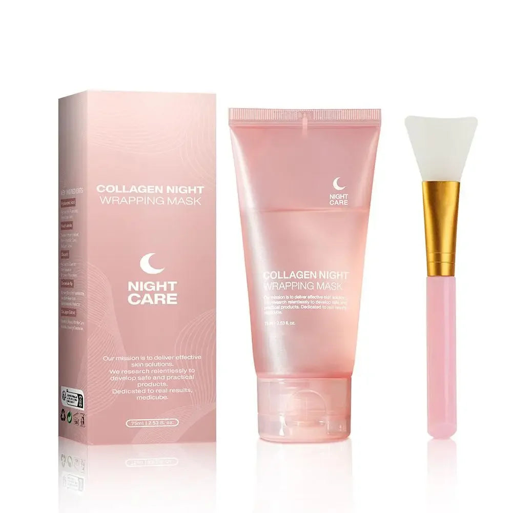 Hydrolyzed Collagen Overnight Facial Mask Wrapping Peel-Off Mask Hydrating Firming Mask for Elasticity Reduces Sagging Dullness Qme A