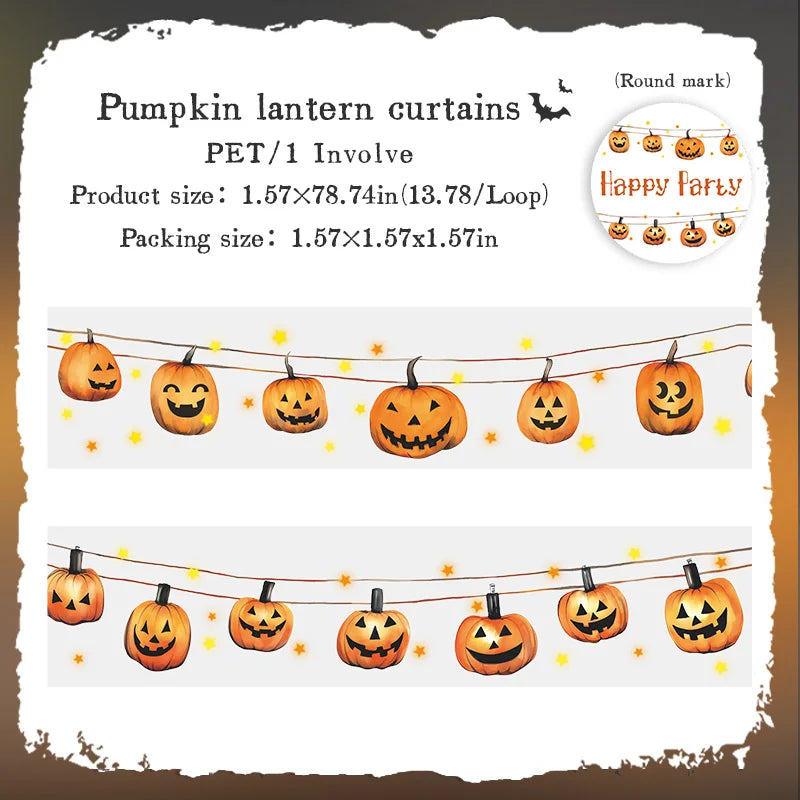 1Roll Halloween Gothic Party Celebration Washi Tape for Scrapbooking DIY, Collage Supplies, Phone Case Notebook Decor Qme 5