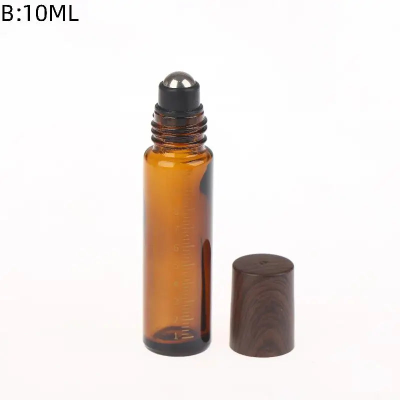 Glass Roll Bottles Plastic Wood Grain Cap Sample Roller Ball Vials Qme 10ML B