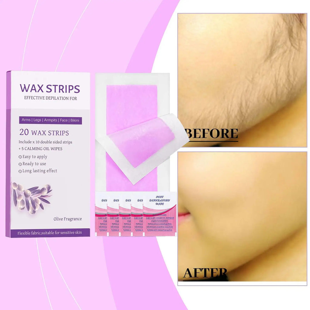 Professional Hair Removal Wax Strips Facial Waxing Wipe Sticker Qme