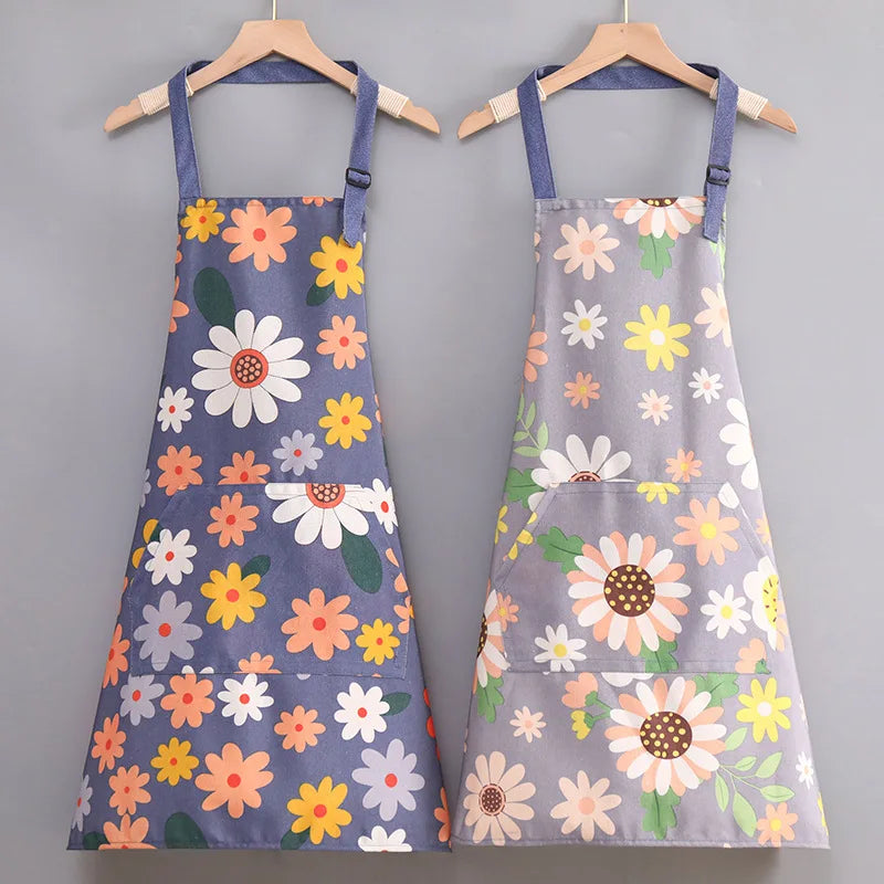 1pc Cartoon Sunflower Apron, Summer Thin, Adjustable Strap Women'S Sleeveless Kitchen Apron Home Kitchen Clean Qme