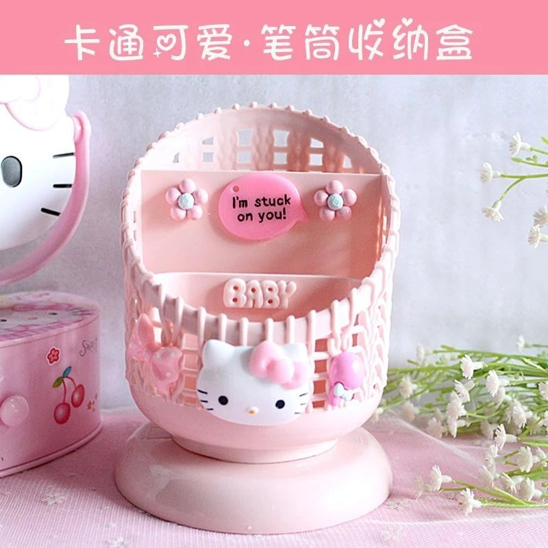 Hello Kitty Cartoon Pencil Holder Stylish Office Storage Box Qme