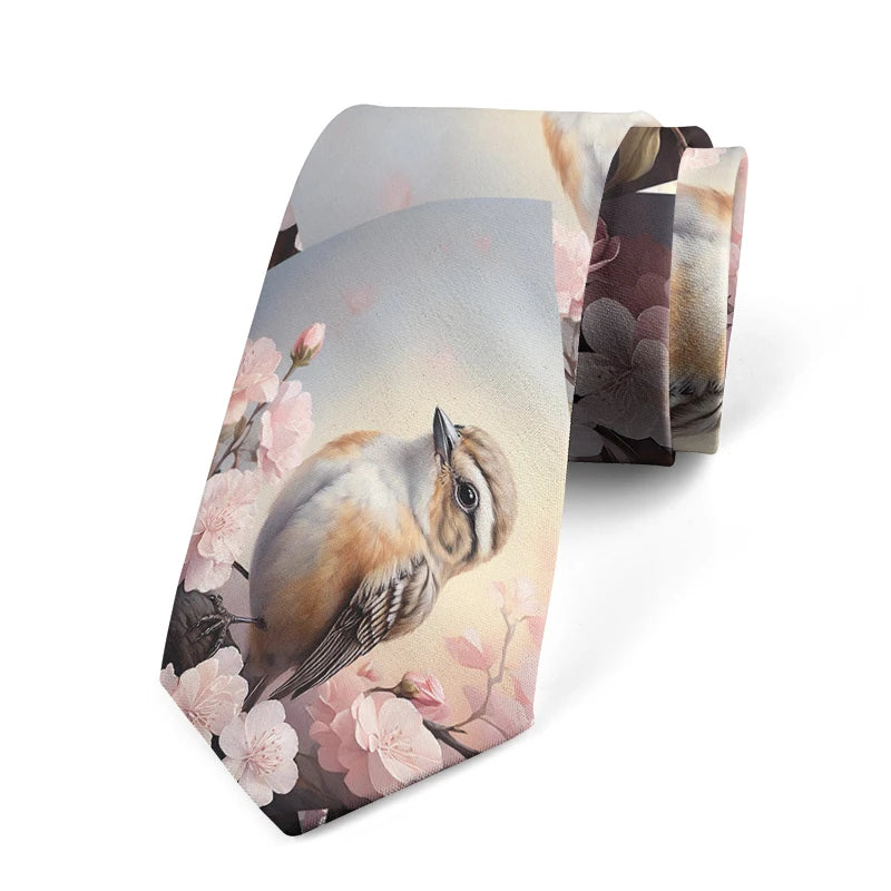 Funny Sparrow Print Tie Men Women Wide Casual Daily Business Shirt Qme style1
