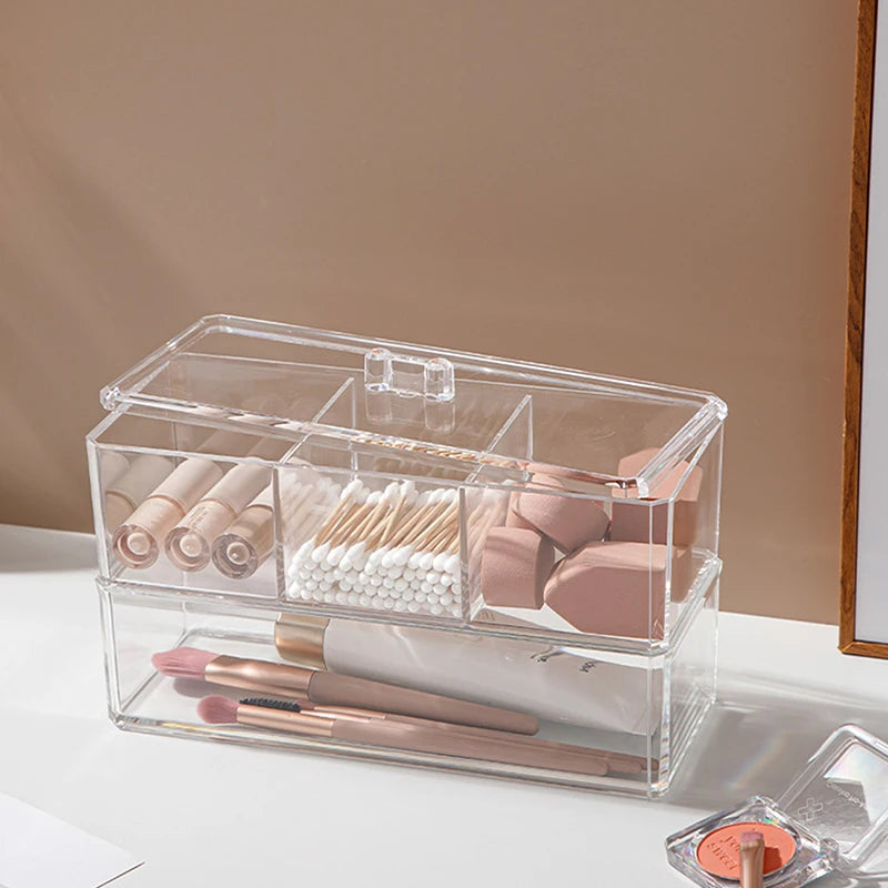 Cotton Pad Storage Box Desktop Acrylic Organizer Transparent Cosmetic Qme